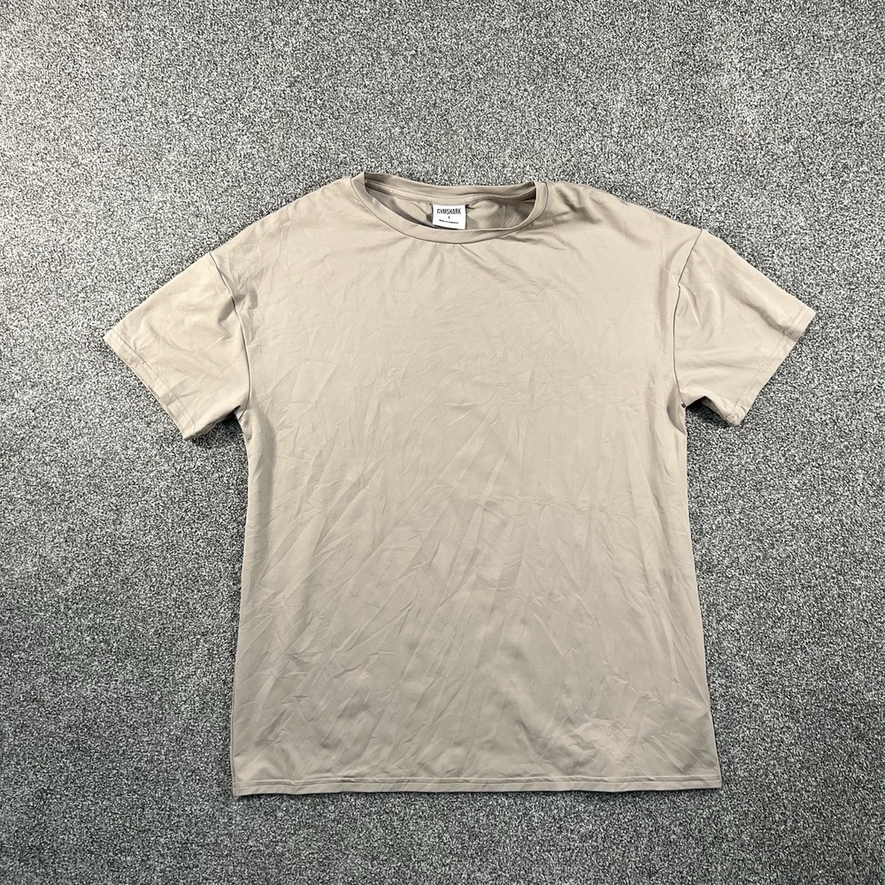 Gymshark Mens Small Beige Graphic Back Logo Workout Training T Shirt